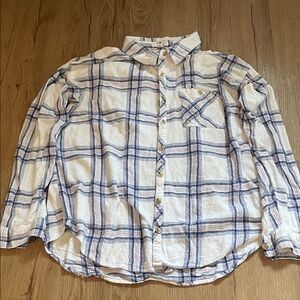 Maurices Casual Blue and White Flannel